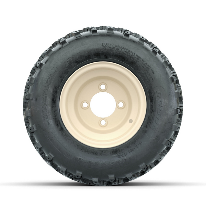 GTW Steel Yamaha Ivory Centered 8 in Wheels with 18x9.50-8 Rogue All Terrain Tires - Full Set
