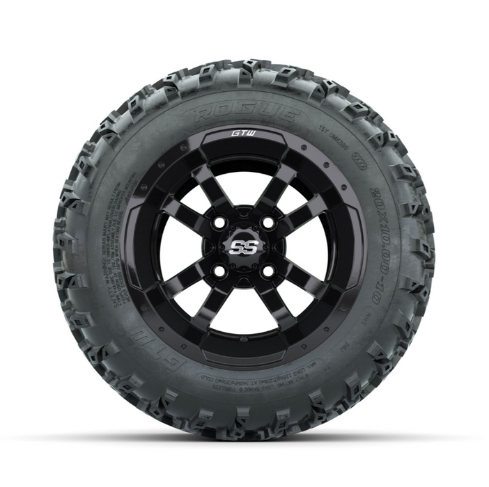 GTW Storm Trooper Black 10 in Wheels with 20x10.00-10 Rogue All Terrain Tires - Full Set