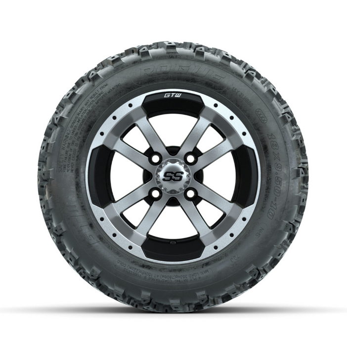 GTW Storm Trooper Machined/Black 10 in Wheels with 18x9.50-10 Rogue All Terrain Tires - Full Set