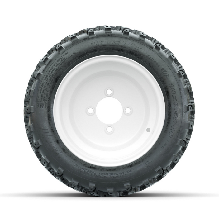 GTW Steel White Centered 10 in Wheels with 18x9.50-10 Rogue All Terrain Tires - Full Set
