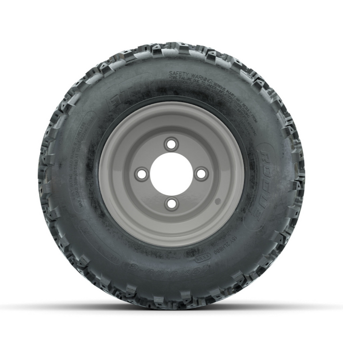 GTW Steel Club Car Grey Centered 8 in Wheels with 18x9.50-8 Rogue All Terrain Tires - Full Set