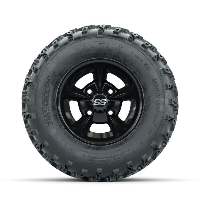 GTW Godfather Black 10 in Wheels with 20x10.00-10 Rogue All Terrain Tires - Full Set