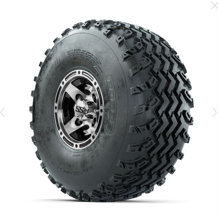 GTW Ranger Machined/Black 8 in Wheels with 22x11.00-8 Rogue All Terrain Tires - Full Set