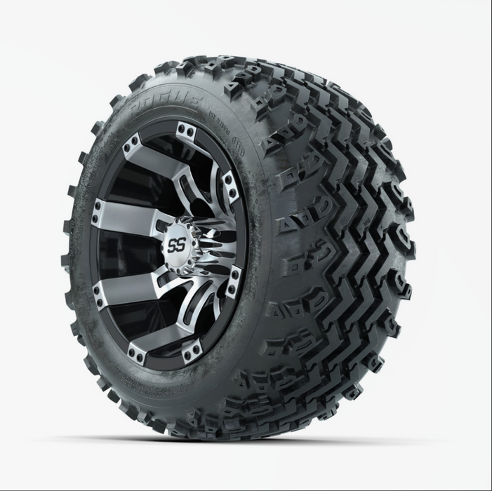 GTW Tempest Machined/Black 10 in Wheels with 18x9.50-10 Rogue All Terrain Tires - Full Set