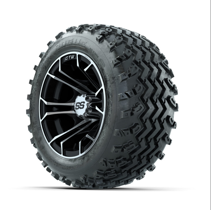 GTW Spyder Machined/Black 10 in Wheels with 18x9.50-10 Rogue All Terrain Tires - Full Set