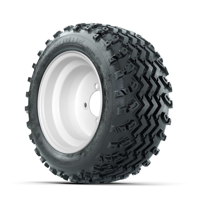 GTW Steel White Centered 10 in Wheels with 18x9.50-10 Rogue All Terrain Tires - Full Set