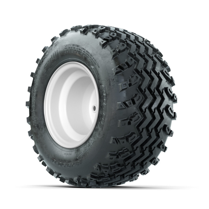 GTW Steel White 2:5 Offset 8 in Wheels with 18x9.50-8 Rogue All Terrain Tires - Full Set