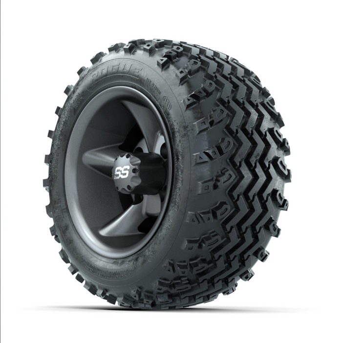 GTW Godfather Matte Grey 10 in Wheels with 18x9.50-10 Rogue All Terrain Tires - Full Set