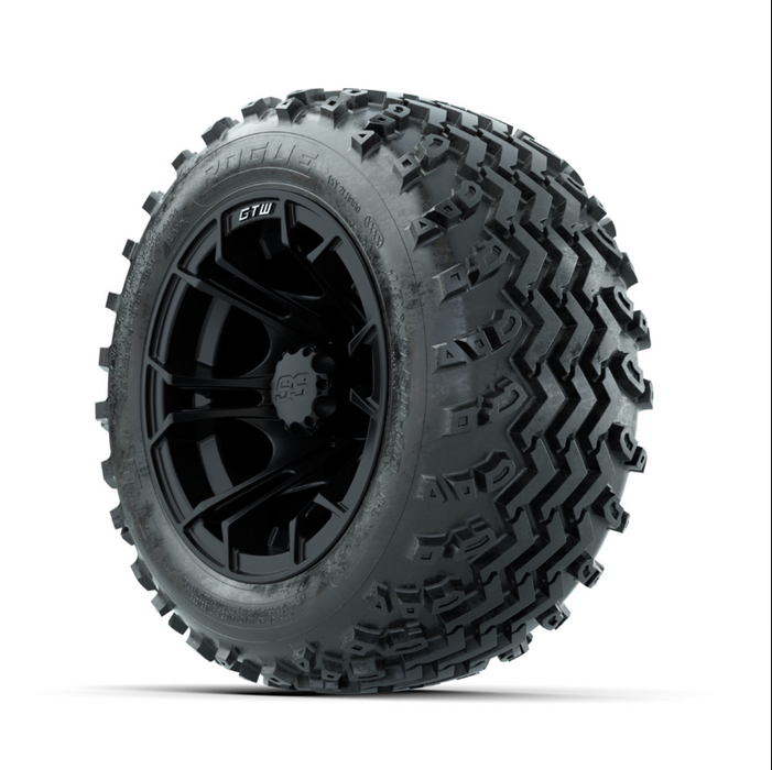 GTW Spyder Matte Black 10 in Wheels with 18x9.50-10 Rogue All Terrain Tires - Full Set