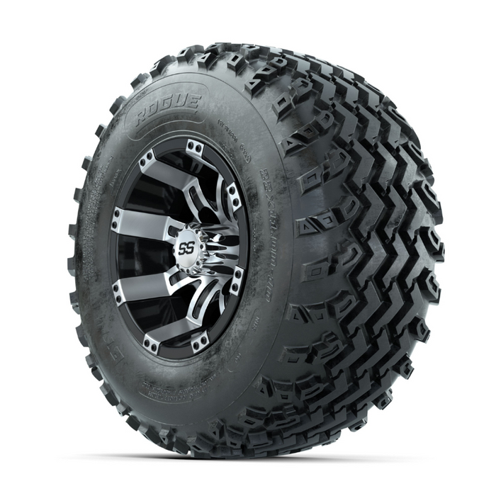 GTW Tempest Machined/Black 10 in Wheels with 22x11.00-10 Rogue All Terrain Tires - Full Set