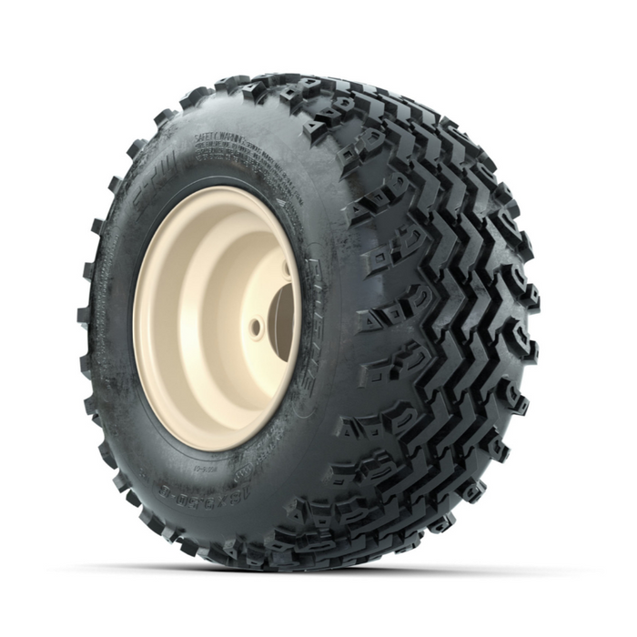 GTW Steel Yamaha Ivory Centered 8 in Wheels with 18x9.50-8 Rogue All Terrain Tires - Full Set