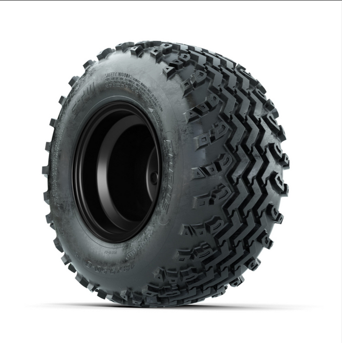 GTW Steel Matte Black 2:5 Offset 8 in Wheels with 18x9.50-8 Rogue All Terrain Tires - Full Set