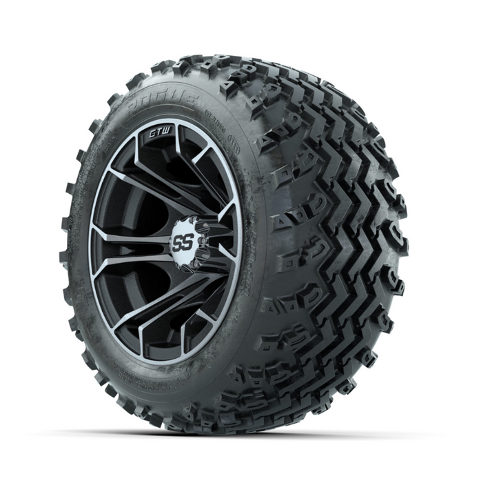 GTW Spyder Machined/Matte Grey 10 in Wheels with 18x9.50-10 Rogue All Terrain Tires - Full Set
