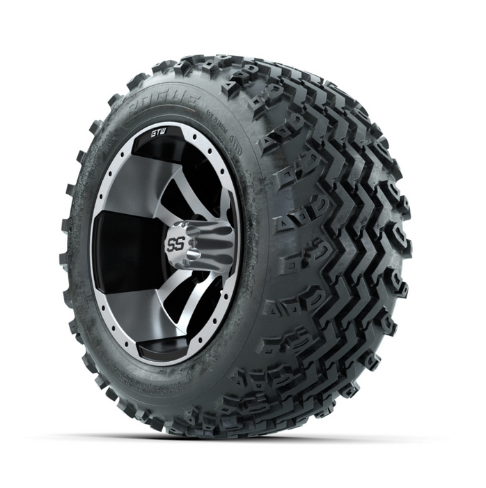 GTW Storm Trooper Machined/Black 10 in Wheels with 18x9.50-10 Rogue All Terrain Tires - Full Set