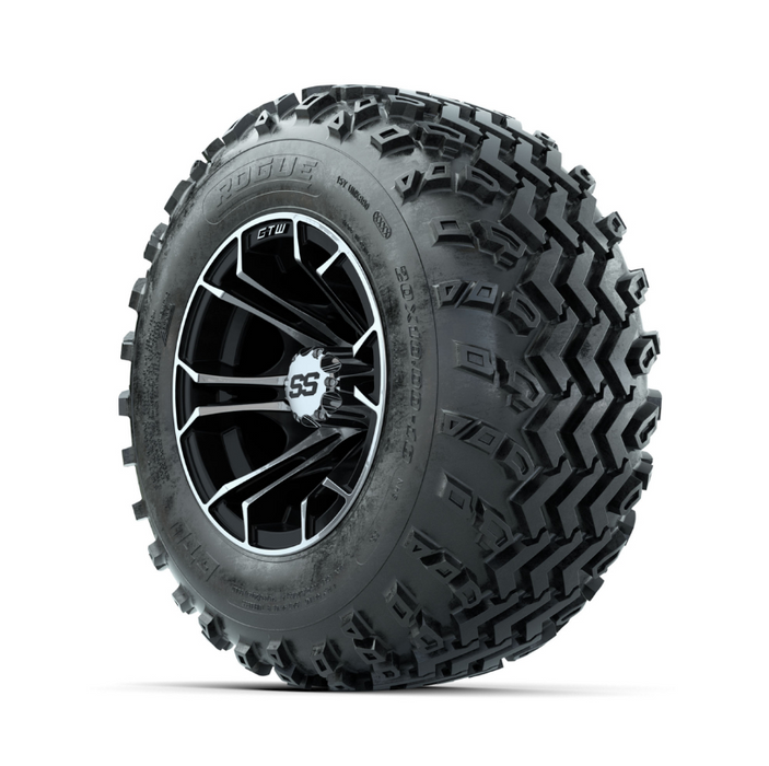 GTW Spyder Machined/Black 10 in Wheels with 20x10.00-10 Rogue All Terrain Tires - Full Set