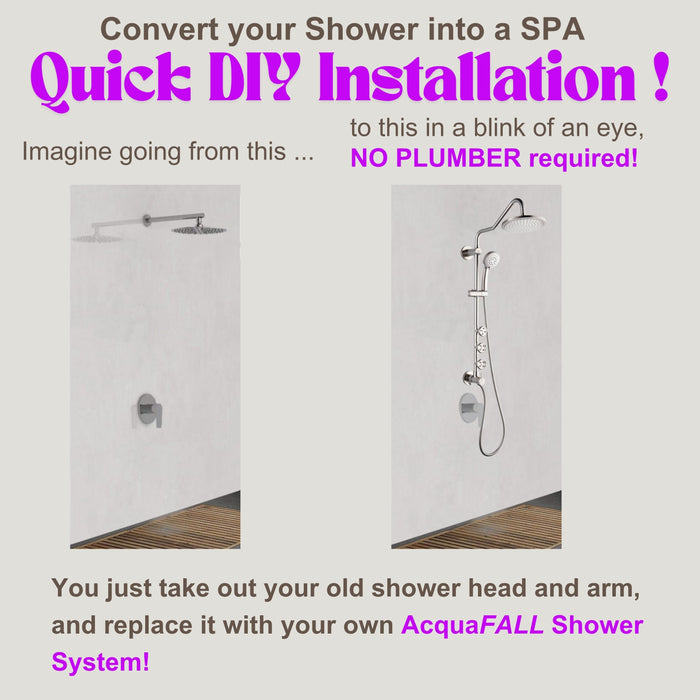 Forno AcquaSPA System with 9" Rainfall Shower Head, 5-in-1 Handheld Shower and 3 Function Adjustable Body Jet in Polished Chrome
