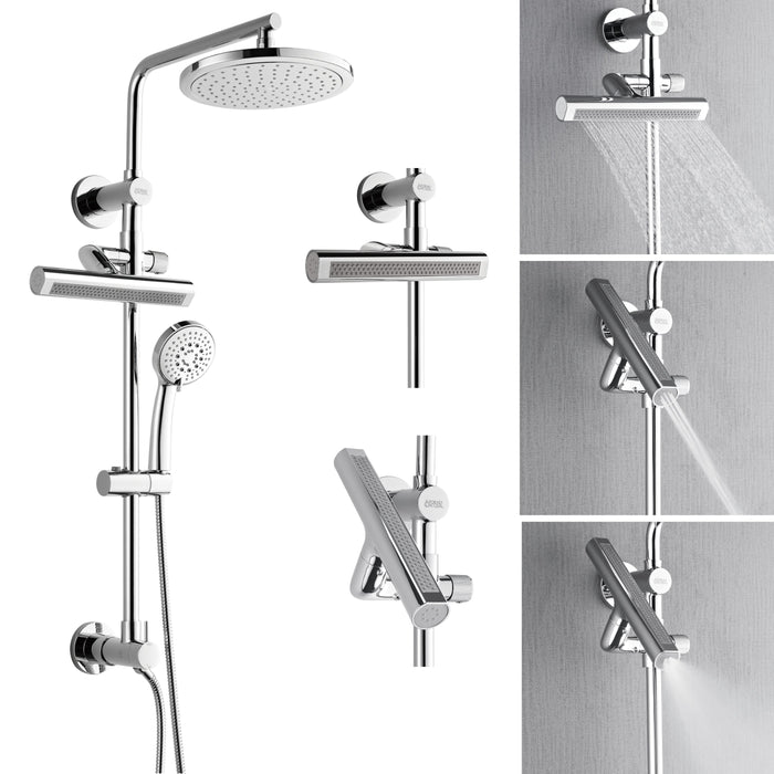 Forno AcquaFALL Shower System with 9" Rainfall Shower Head, 5-in-1 Handheld Shower and 3 Function Body Jet in Polished Chrome
