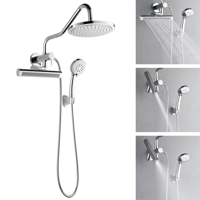 Forno AcquaFALL Mini Spa System with 9" Rainfall Shower Head, 5-in-1 Handheld Shower and 3 Function Body Jet in Polished Chrome
