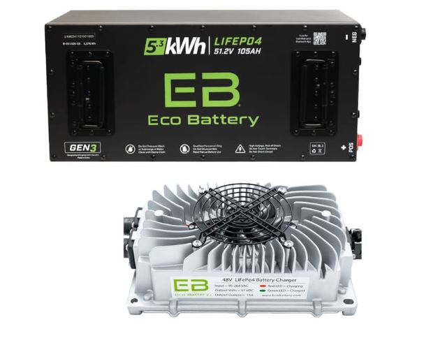Eco Battery 51V 105AH GEN3 Eco LifePo4 Lithium Battery Kit with 15A Charger – Skinny Style Battery