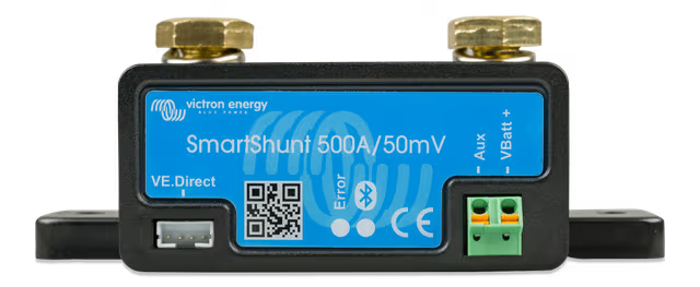 Victron SmartShunt 500A/50mV Bluetooth Battery Monitor – Smart Battery Shunt for RV, Solar, Marine & Off-Grid Systems