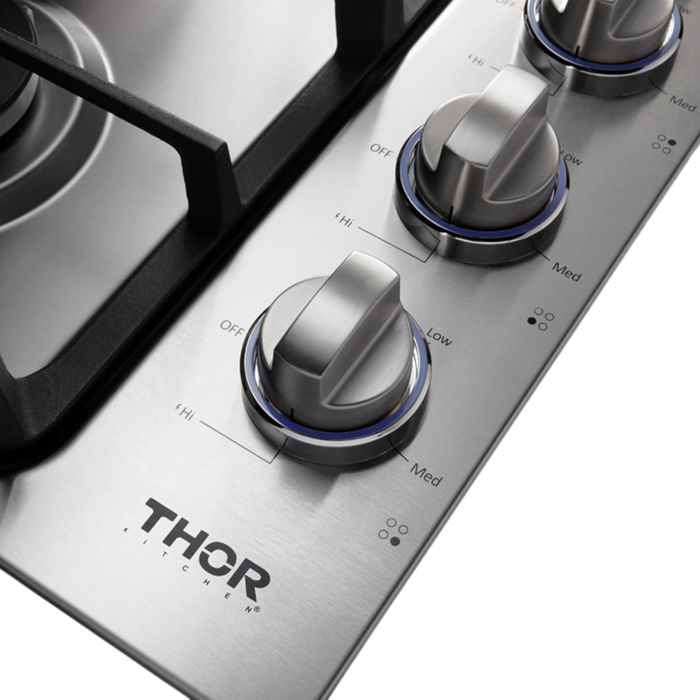 Thor Kitchen 30 in. Drop-in Natural Gas Cooktop With 4 Burners in Stainless Steel - LP Convertible (TGC3001)