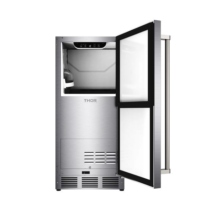 THOR Kitchen 15" Indoor/Outdoor Ice Maker with Drain Pump in Stainless Steel (TIM1511)