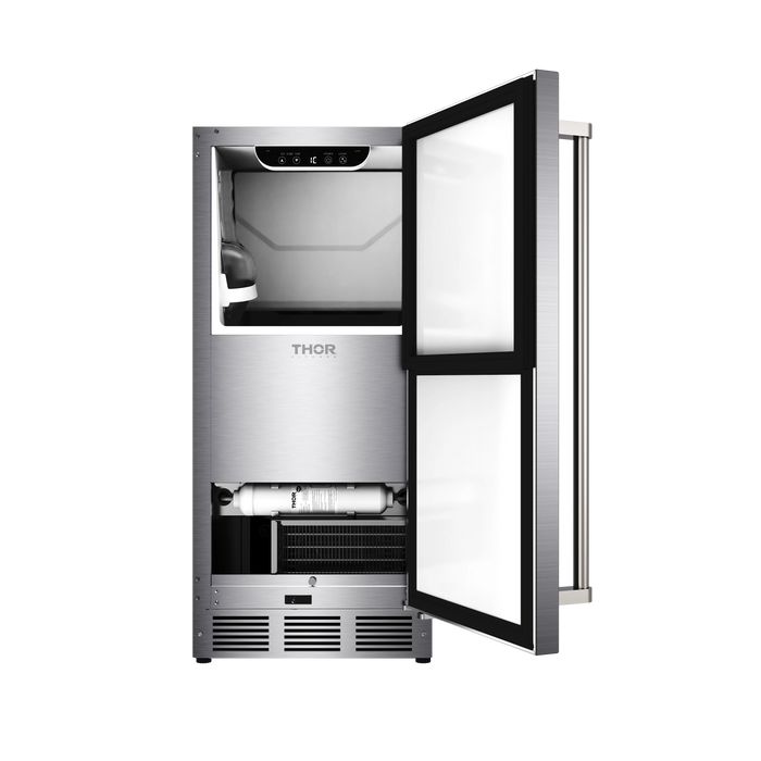 THOR Kitchen 15" Indoor/Outdoor Ice Maker with Drain Pump in Stainless Steel (TIM1511)