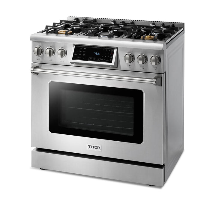 Thor Kitchen 36 Inch Air Fry and Self-Clean Professional Gas Range - Natural Gas TRG3601 | Propane Gas TRG3601LP