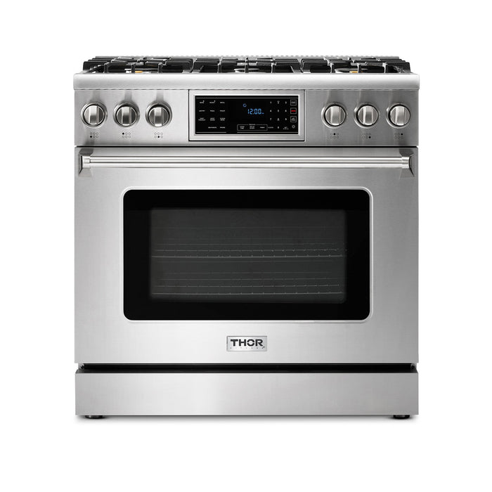 Thor Kitchen 36 Inch Air Fry and Self-Clean Professional Gas Range - Natural Gas TRG3601 | Propane Gas TRG3601LP