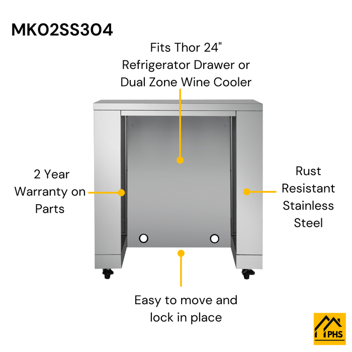 Thor Kitchen 35" Outdoor Kitchen Refrigerator Cabinet in Stainless Steel (MK02SS304)