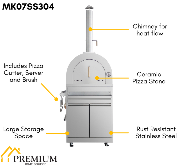 Thor Kitchen Outdoor Kitchen Pizza Oven and Cabinet (MK07SS304)