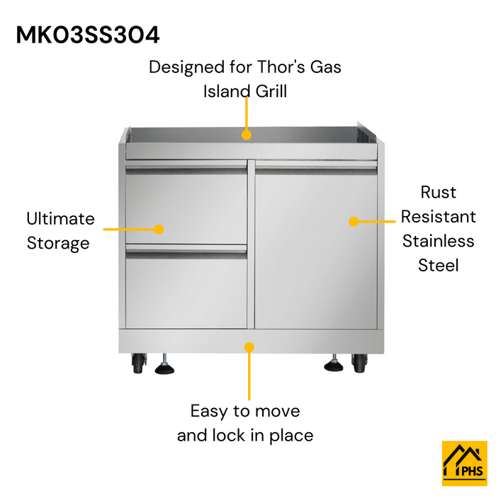 Thor Kitchen 32" Outdoor Kitchen BBQ Grill Cabinet in Stainless Steel (MK03SS304)