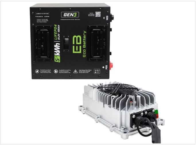Eco Battery 51V 105AH GEN3 Eco LifePo4 Lithium Battery Kit with 15A Charger – Thru Hole Style Battery