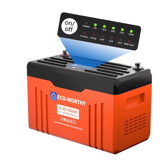 Eco-Worthy 12V 280Ah LiFePO4 Battery With Low-Temp Protection and Bluetooth 200A BMS or LED 300A BMS