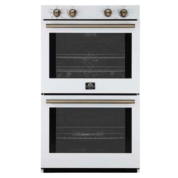 Forno Vomero 30" 10 cu. ft. Built-In Double Electric Wall Oven with Mechanical Controls, Self-Cleaning Function - Stainless Steel, Black, or White (FBOEL1324-30)