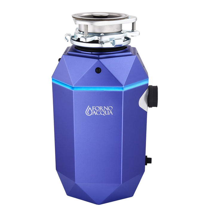 Forno Acqua BrightDiamond Super Quiet Garbage Disposal Corded with Motion Sensor Cabinet Light & Pre-Wired Air Switch - 3/4 HP or 1HP (WDD075TA)