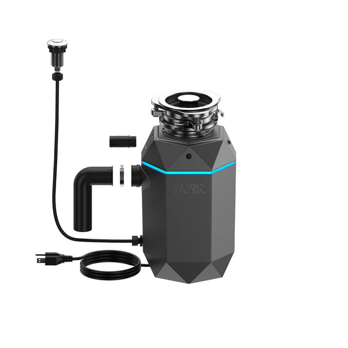 Forno Acqua BrightDiamond Super Quiet Garbage Disposal Corded with Motion Sensor Cabinet Light & Pre-Wired Air Switch - 3/4 HP or 1HP (WDD075TA)