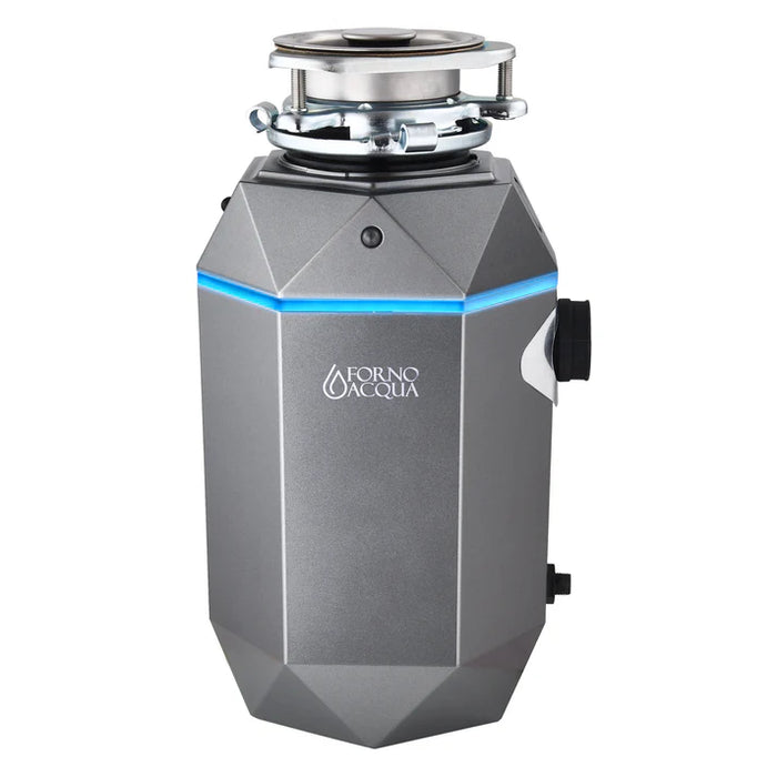 Forno Acqua BrightDiamond Super Quiet Garbage Disposal Corded with Motion Sensor Cabinet Light & Pre-Wired Air Switch - 3/4 HP or 1HP (WDD075TA)