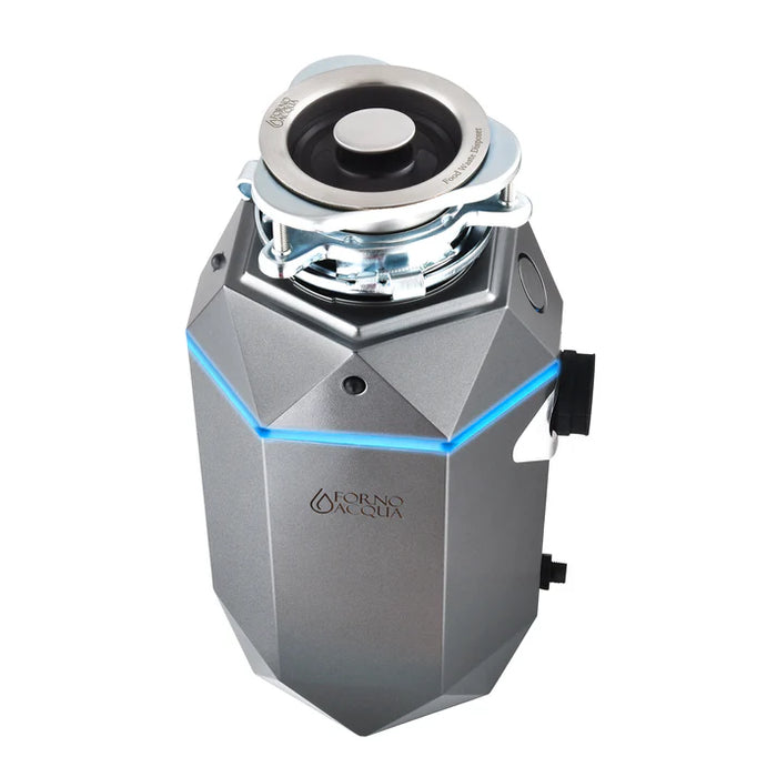 Forno Acqua BrightDiamond Super Quiet Garbage Disposal Corded with Motion Sensor Cabinet Light & Pre-Wired Air Switch - 3/4 HP or 1HP (WDD075TA)