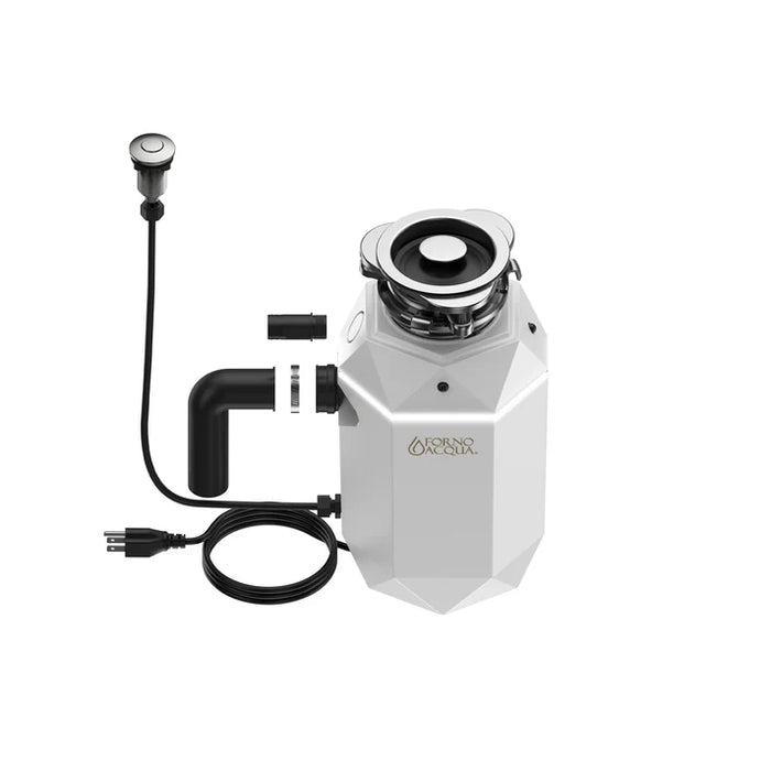 Forno Acqua BrightDiamond Super Quiet Garbage Disposal Corded with Motion Sensor Cabinet Light & Pre-Wired Air Switch - 3/4 HP or 1HP (WDD075TA)