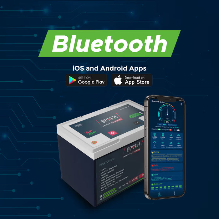 Epoch Batteries 12V 105Ah Essential Series - Bluetooth & Heated LiFePO4 Battery