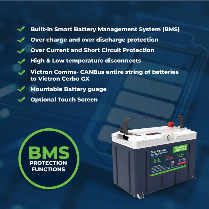 Epoch Batteries 12V 120Ah Pro Series - LiFePO4 Cranking & Deep Cycle Lithium Battery (Dual Purpose)