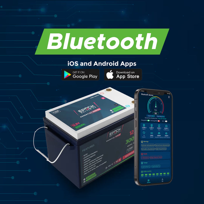 Epoch Batteries 12V 300Ah Essential Series - Bluetooth & Heated LiFePO4 Battery