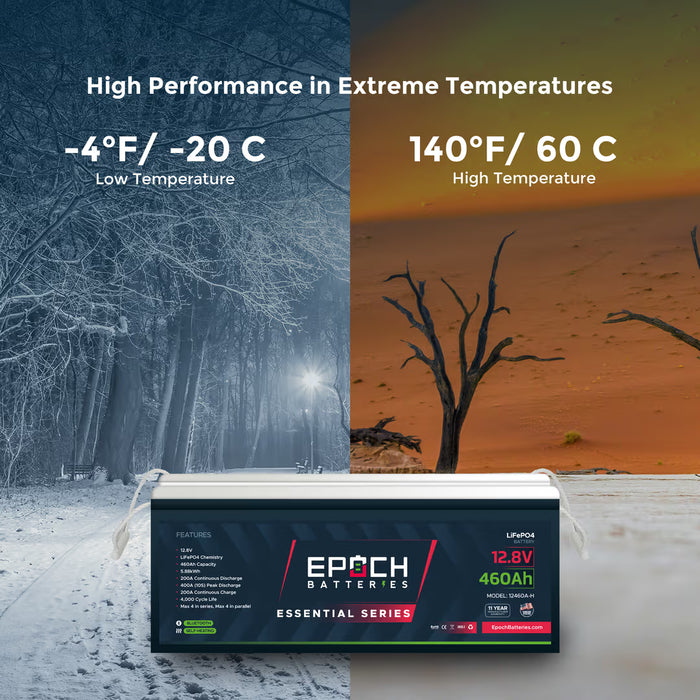 Epoch Batteries 12V 460Ah Essential Series - Bluetooth & Heated LiFePO4 Battery