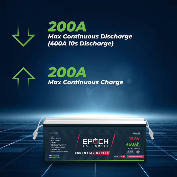 Epoch Batteries 12V 460Ah Essential Series - Bluetooth & Heated LiFePO4 Battery