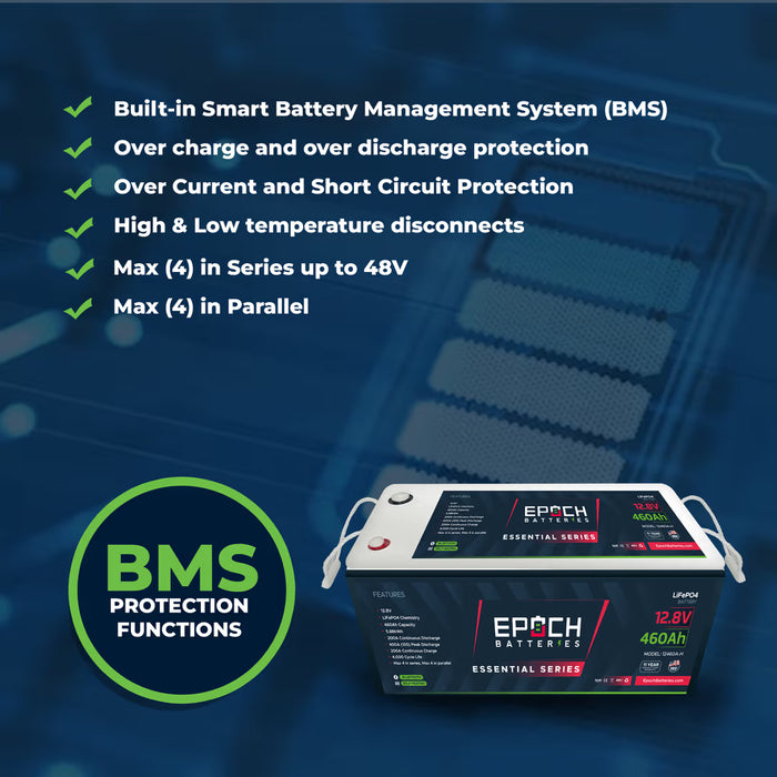 Epoch Batteries 12V 460Ah Essential Series - Bluetooth & Heated LiFePO4 Battery