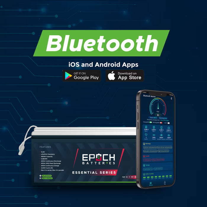 Epoch Batteries 12V 460Ah Essential Series - Bluetooth & Heated LiFePO4 Battery