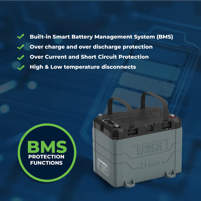 Epoch Batteries 12V 50Ah LiFePO4 Lithium Battery - Bluetooth, Heating, Waterproof