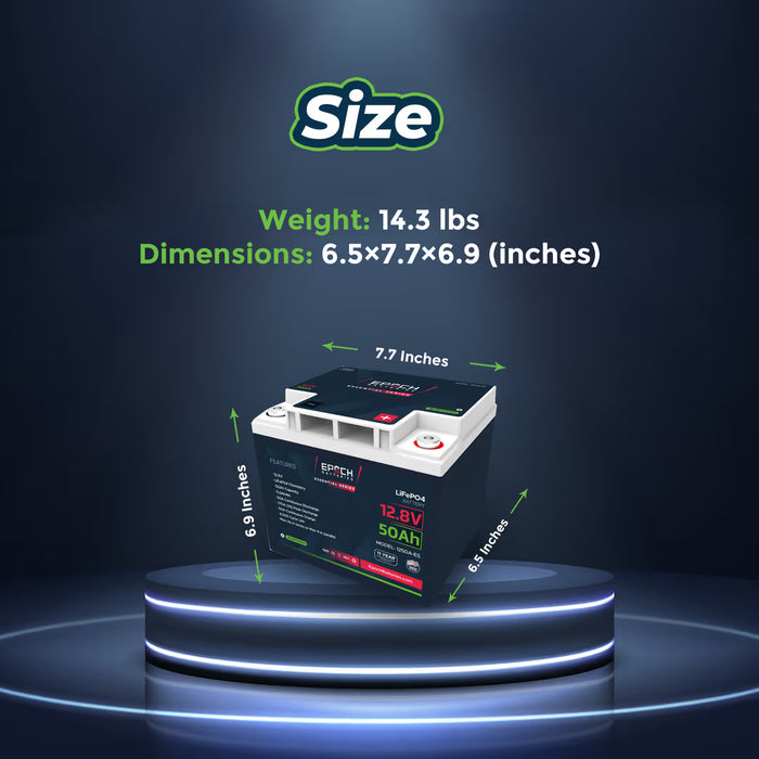Epoch Batteries 12V 50Ah Essential Series - Bluetooth LiFePO4 Battery
