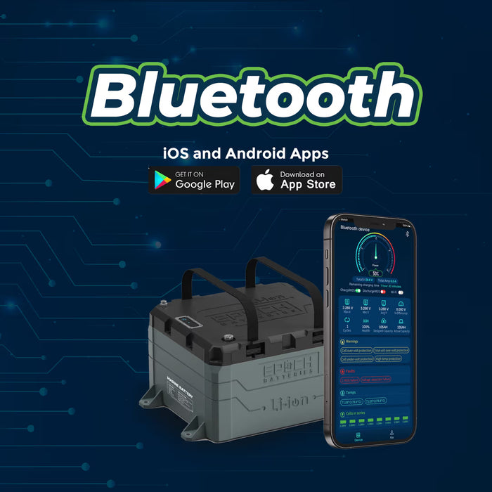 Epoch Batteries 48V 50Ah LiFePO4 Lithium Battery - Bluetooth, Heating, Waterproof